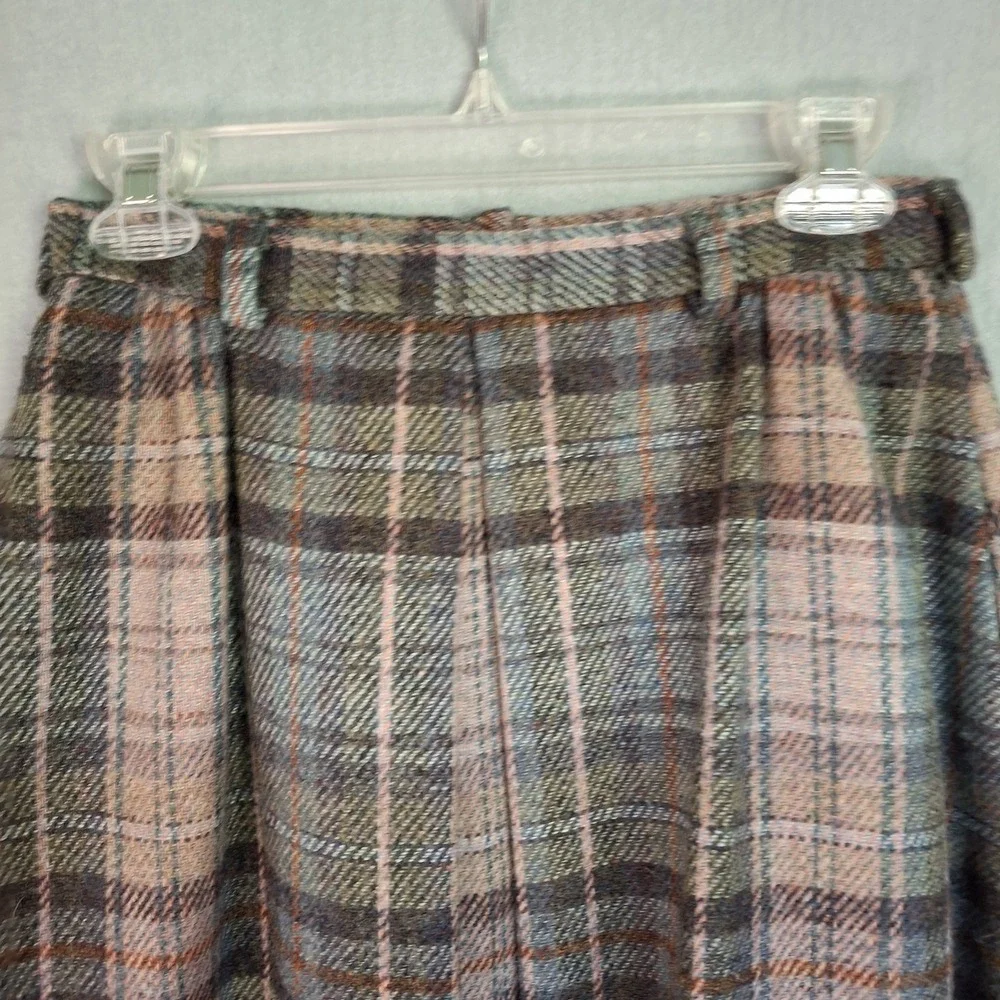 Vintage THE SPORTING LIFE Size 10 Plaid Wool Skirt Brown Pink Zip Made In USA - Picture 10 of 14